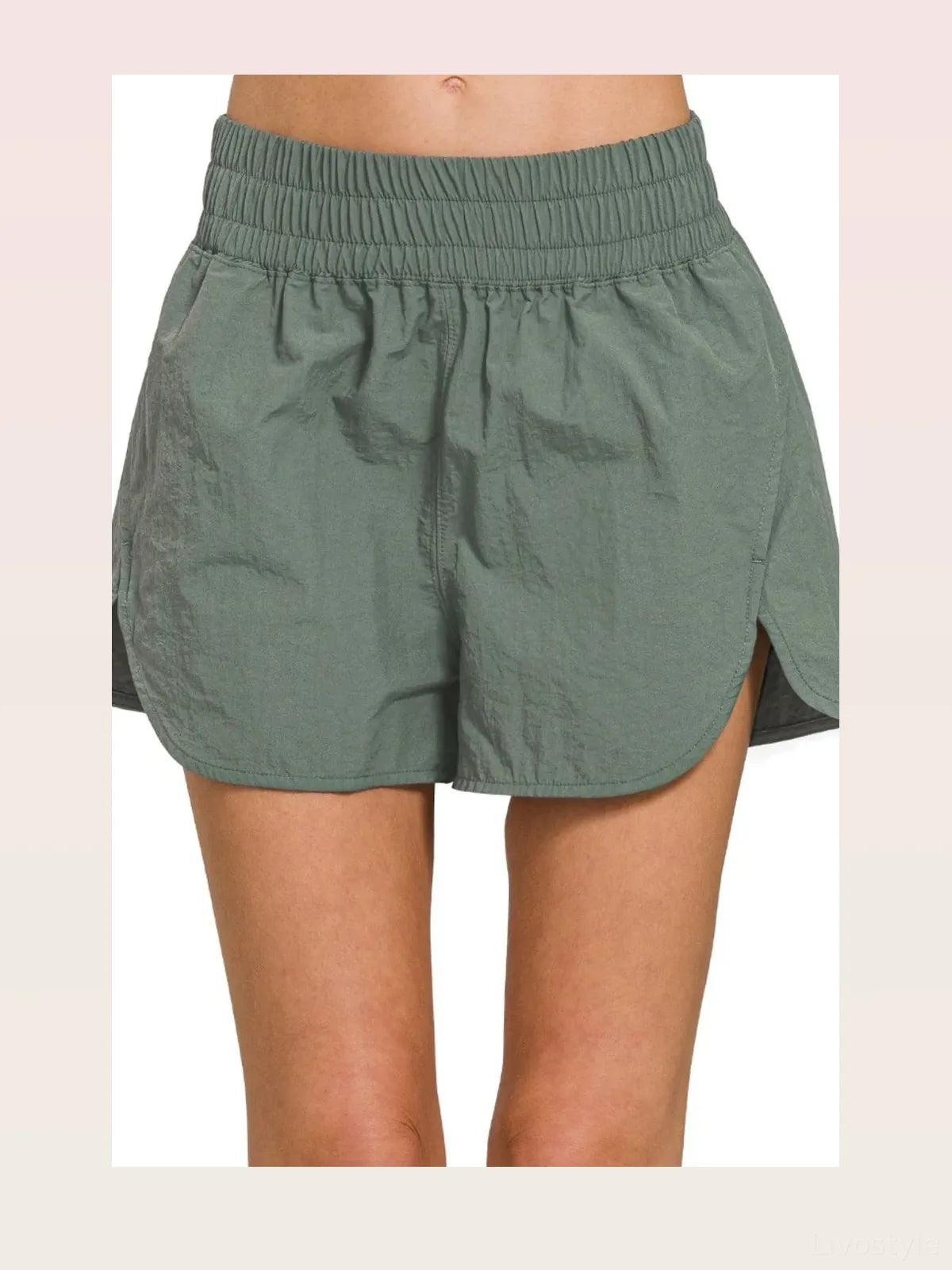 Nylon Windbreaker Running Shorts with Smocked Waist – photo 3