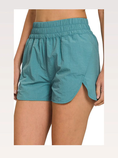 Windbreaker Smocked Waistband Running Shorts — styled showcase — Livostyle