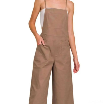 Woven Spaghetti Strap Overalls — square view — Livostyle
