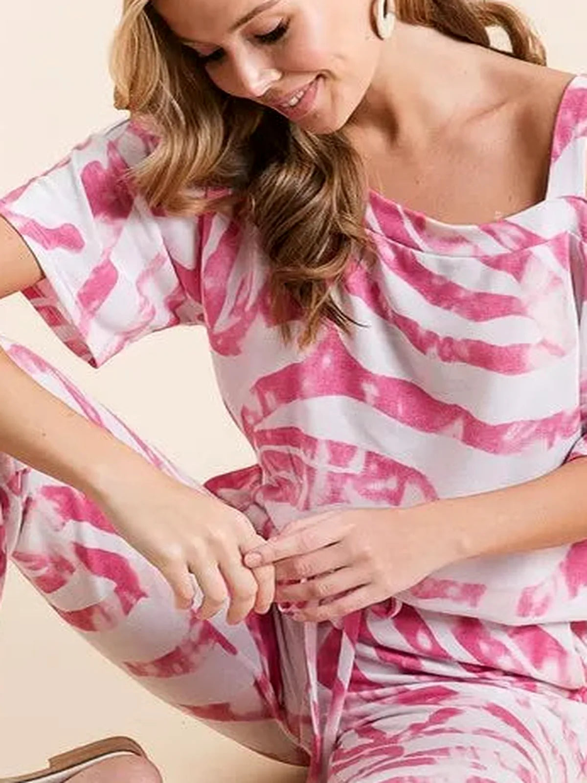 Zebra Print French Terry Top & Pants Set — detail view — Livostyle
