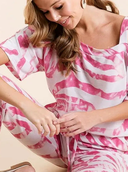 Zebra Print French Terry Top & Pants Set — detail view — Livostyle