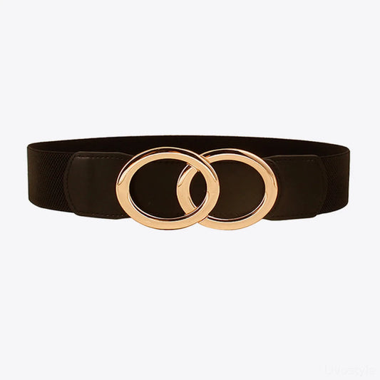 Zinc Alloy Buckle Elastic PU Belt — square view — Livostyle