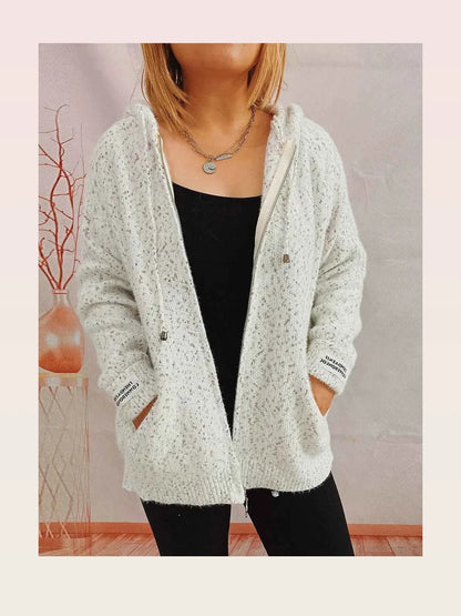 Zip Up Drawstring Long Sleeve Hooded Sweater — styled showcase — Livostyle