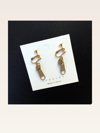 Zipper Dangle Clip-on Earrings — styled showcase — Livostyle