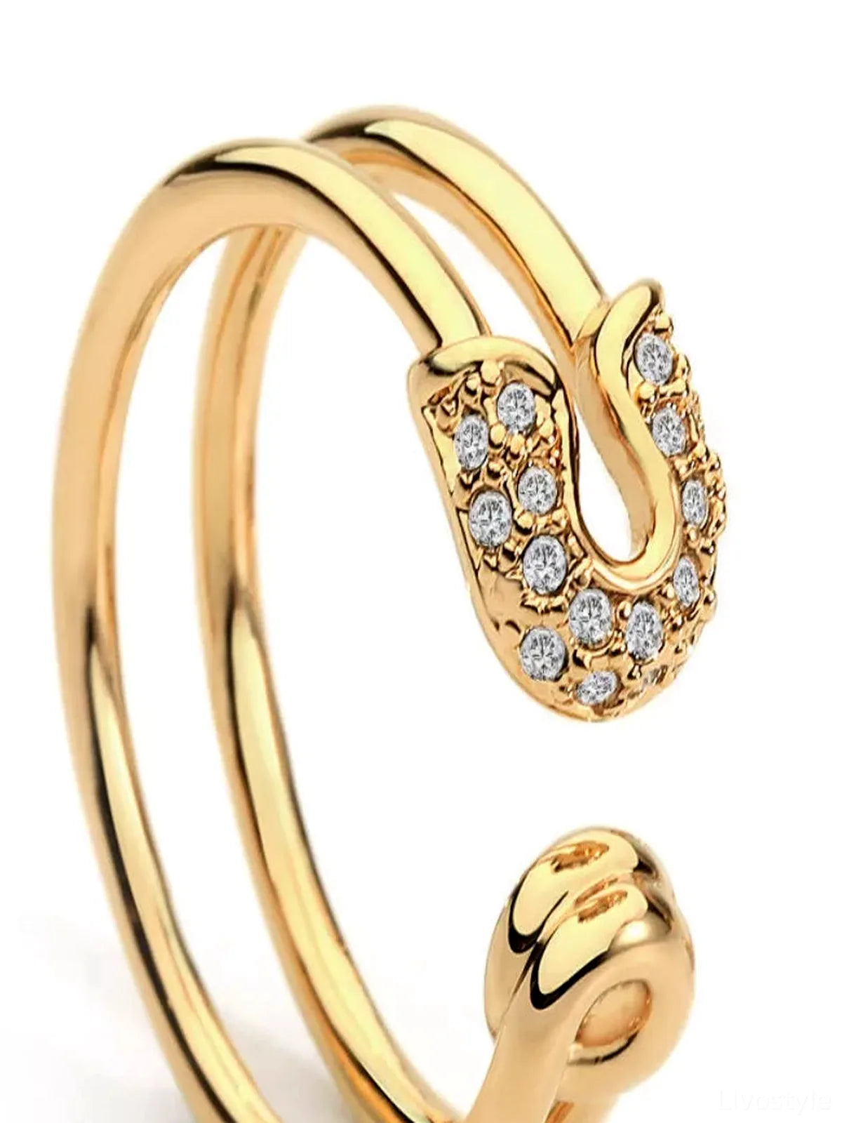 Zircon Double Band Open Ring — detail view — Livostyle